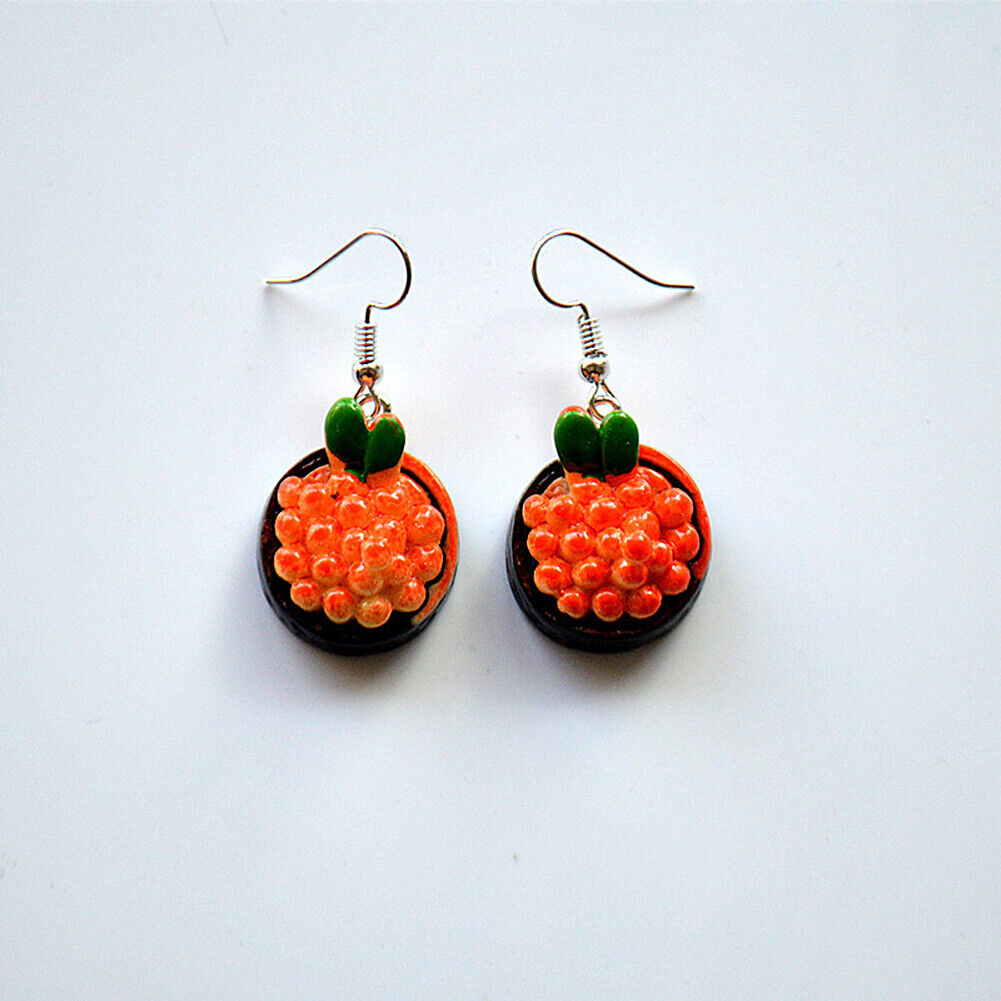 US Kawaii Sushi Pizza Cake Pudding Nigiri Food Earrings Miniature Jewelry Gifts