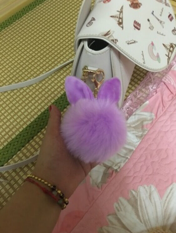 Rabbit Fur Ball/Rabbit Ear PomPom Cell Phone Car Pendant Handbag Key Chain Ring