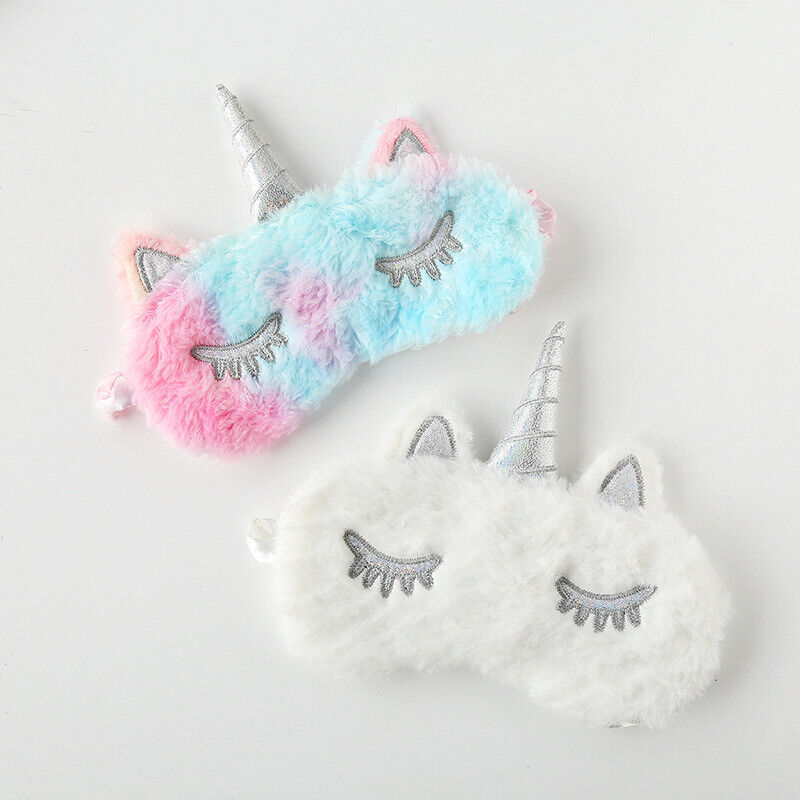 US Unicorn Animal Eye Mask Soft Plush Sleep Masks Sleeping Blindfold Traveling