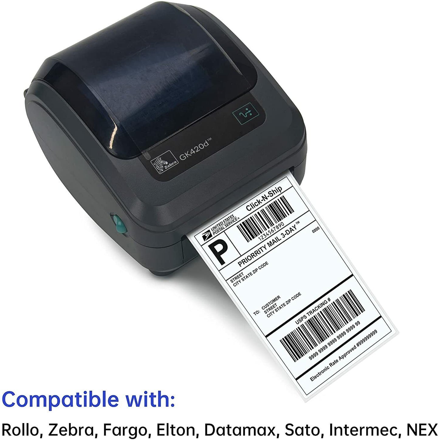 500-5000 4x6 Fanfold Direct Thermal Shipping Labels for Zebra Rollo Printers