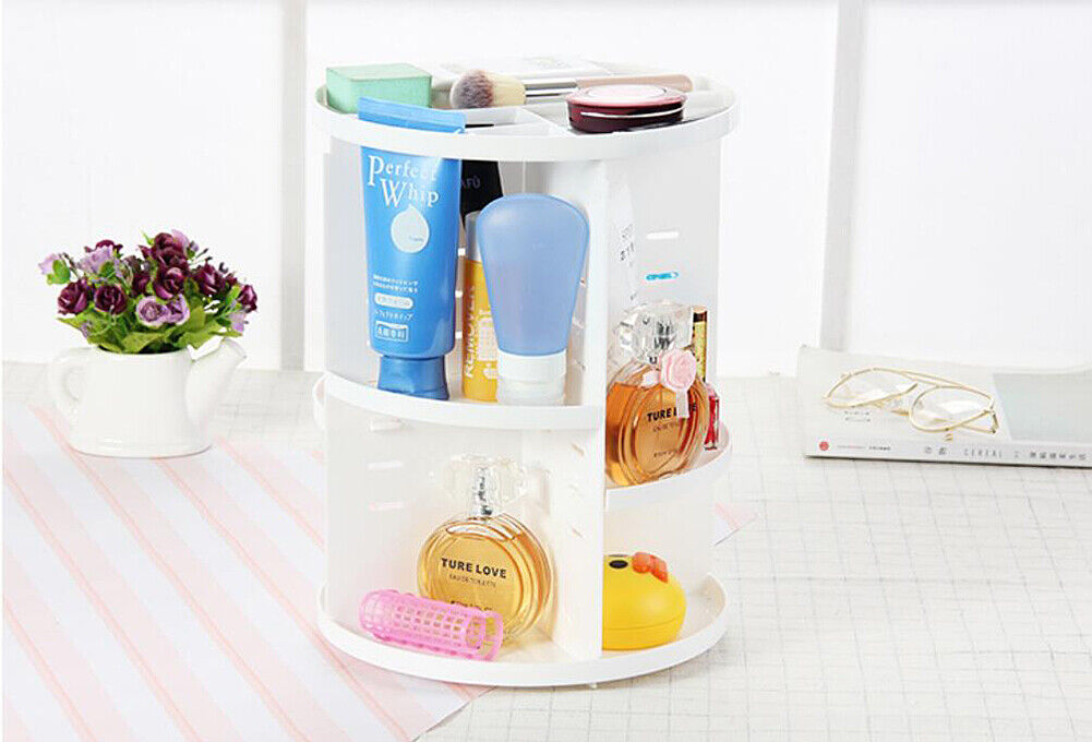 360 Degree Rotating Cosmetic Makeup Organizer Storage Box Lipstick Shelf Display