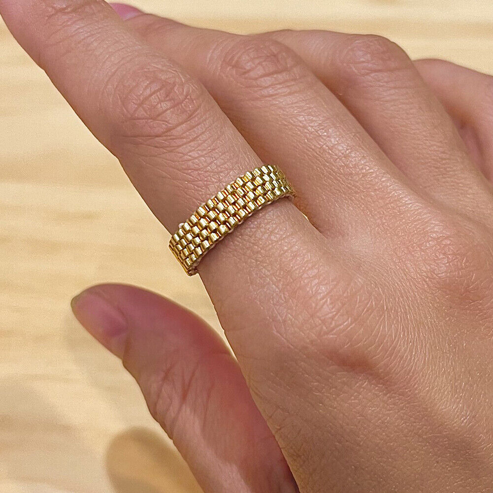 Magik Custom Handmade Vintage Shining Stackable Delica Beaded Ring Mosaic