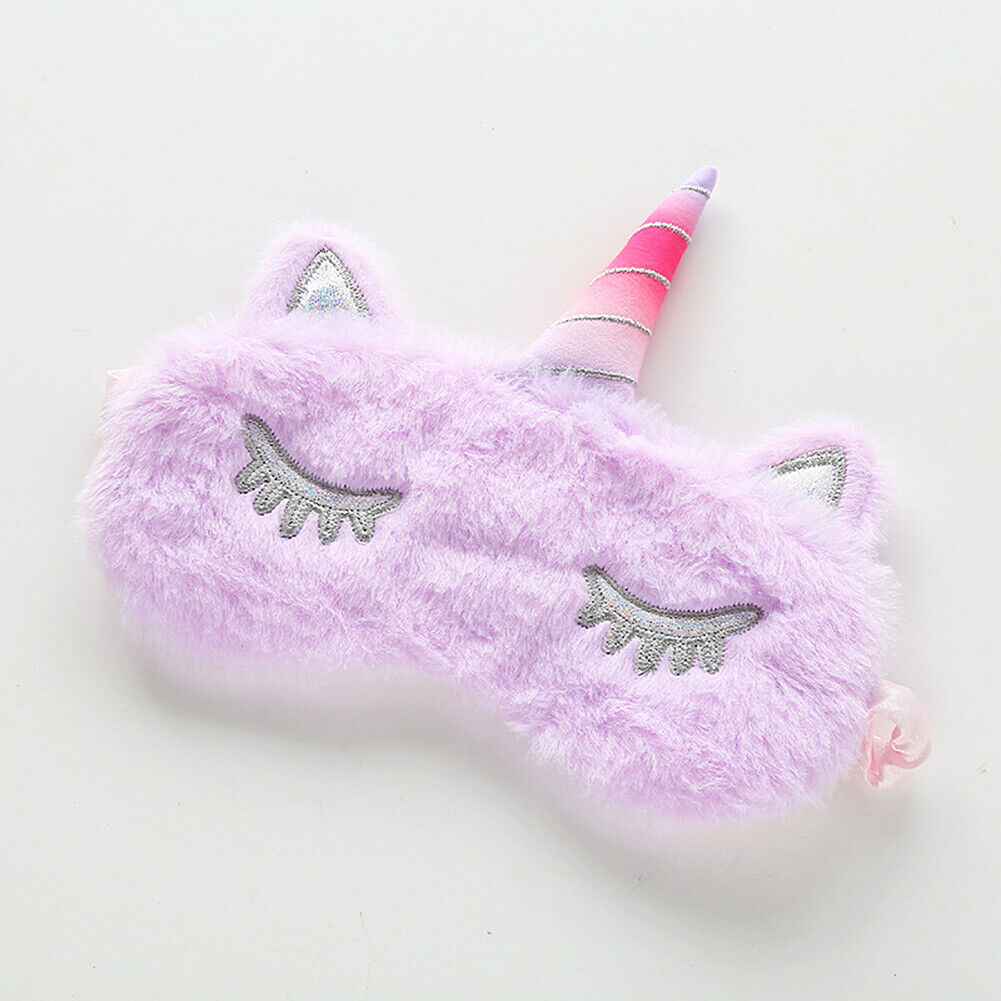 US Unicorn Animal Eye Mask Soft Plush Sleep Masks Sleeping Blindfold Traveling