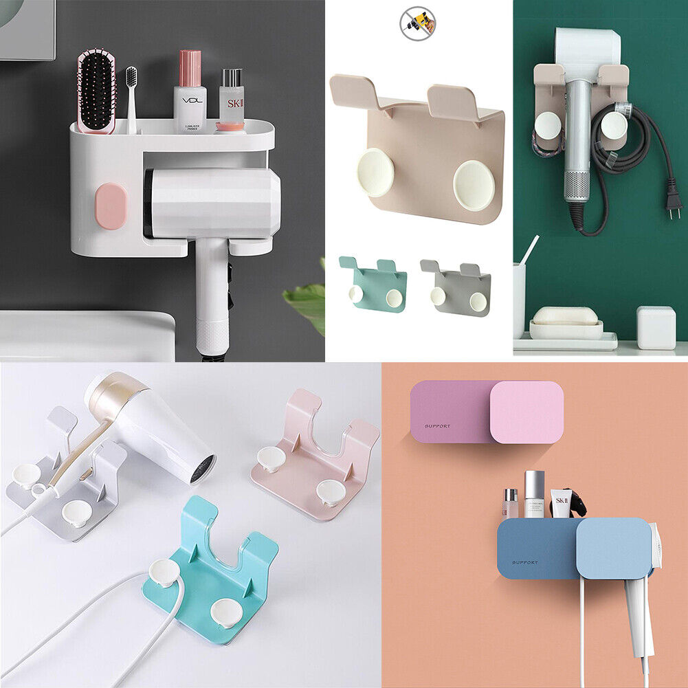Hair Dryer Holder Self-Adhesive Hanging Rack Organizer Hook Spiral Caddy Bracket