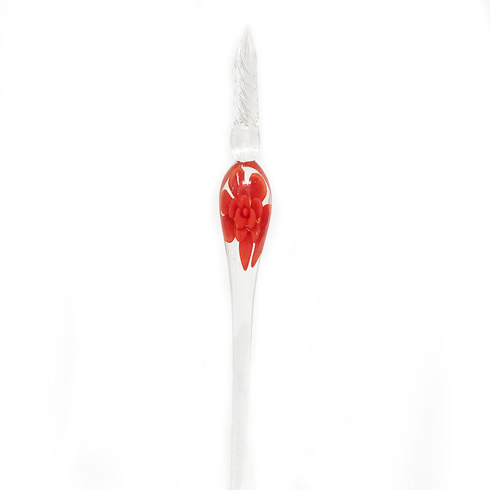 US 3D Glass Signature Pen Nib Elegant Crystal Dip Sign Pen w/ Box Gift Holiday