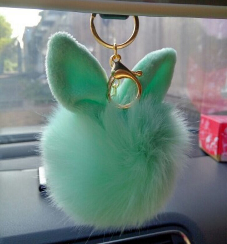 Rabbit Fur Ball/Rabbit Ear PomPom Cell Phone Car Pendant Handbag Key Chain Ring