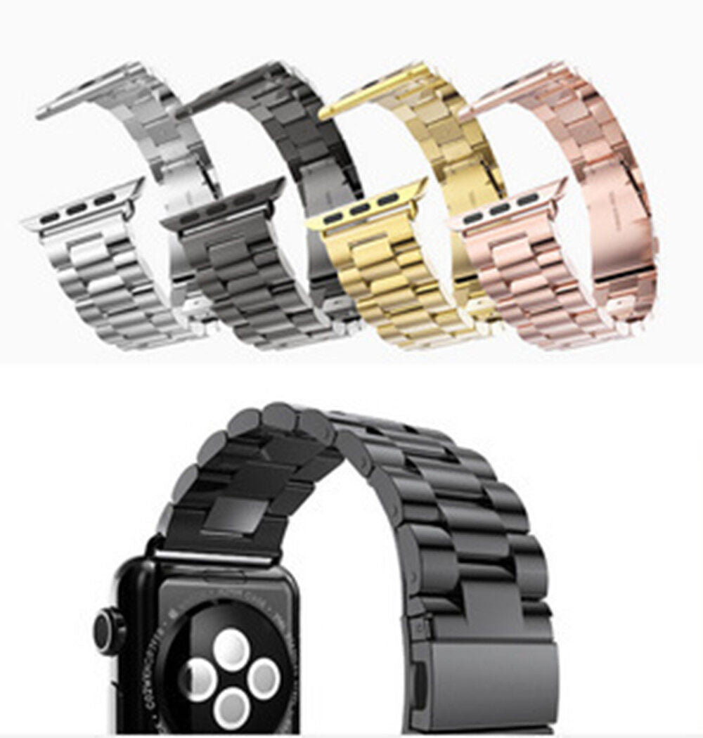 Apple Watch Band, Stainless Steel w/ Double Button Folding Clasp, 42mm