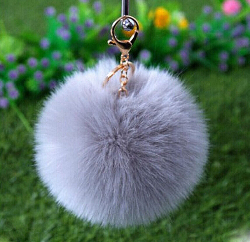 Rabbit Fur Ball/Rabbit Ear PomPom Cell Phone Car Pendant Handbag Key Chain Ring