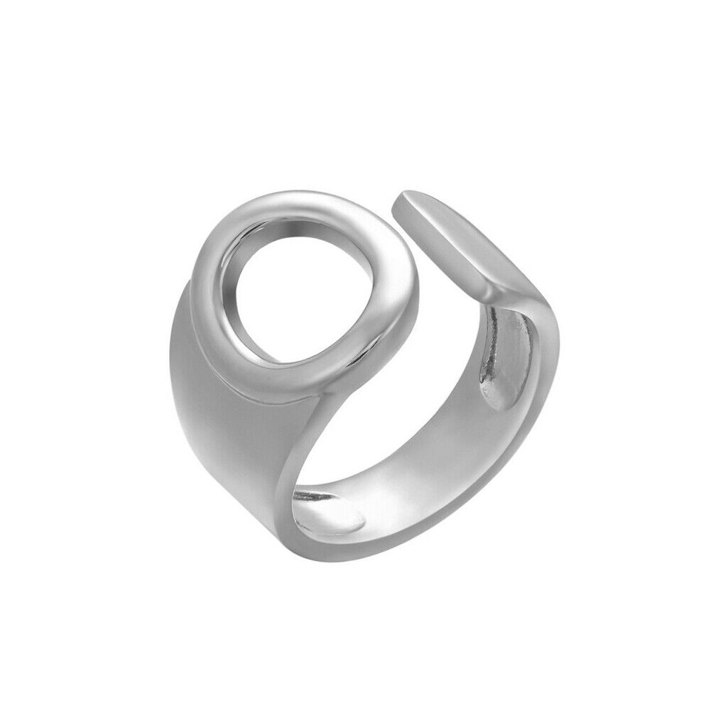 US Alphabet Letter A to Z Resizable Knuckle Ring Initial Gold Silver Letter Ring