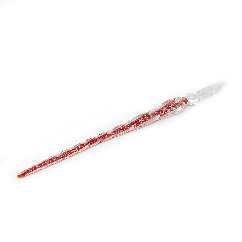 US 3D Glass Signature Pen Nib Elegant Crystal Dip Sign Pen w/ Box Gift Holiday