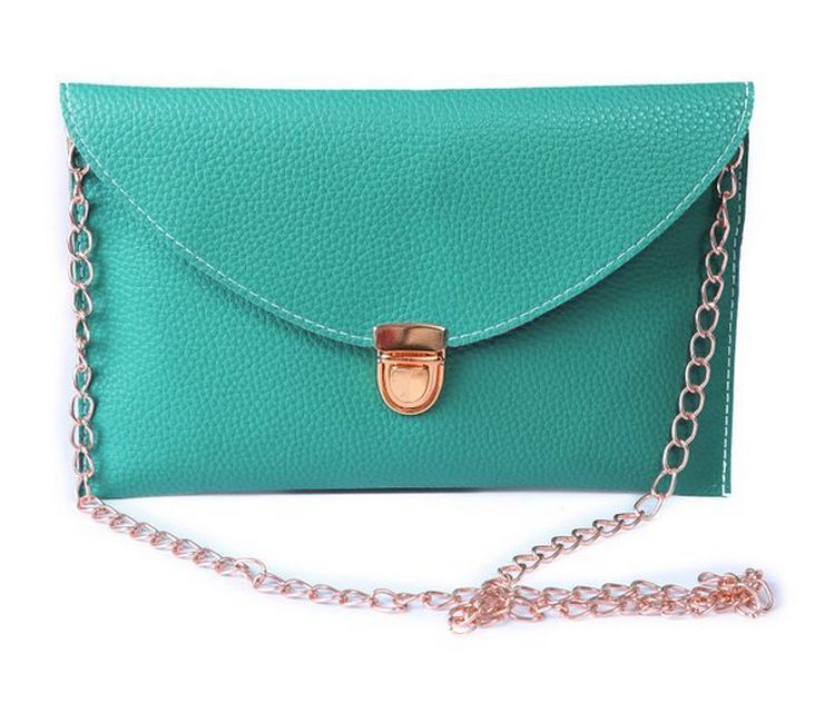 Fashion Leather Envelope Clutch with Drop-in Chain Shoulder Strap