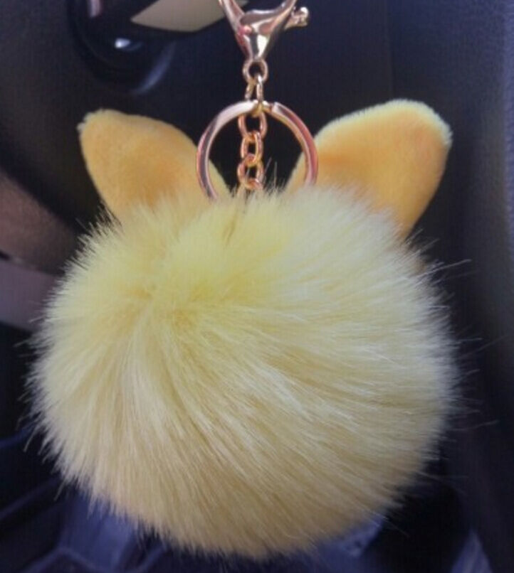 Rabbit Fur Ball/Rabbit Ear PomPom Cell Phone Car Pendant Handbag Key Chain Ring