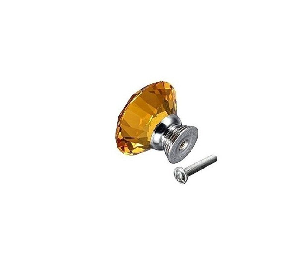 10Pcs Crystal Glass Cabinet Knob Diamond Shape 30mm Drawer Cupboard Handle Pull