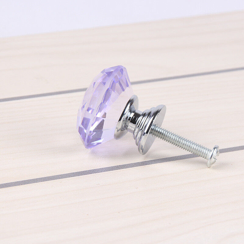 10Pcs Crystal Glass Cabinet Knob Diamond Shape 30mm Drawer Cupboard Handle Pull