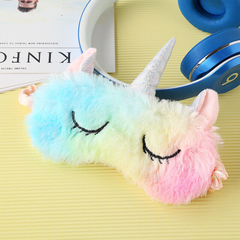 US Unicorn Animal Eye Mask Soft Plush Sleep Masks Sleeping Blindfold Traveling