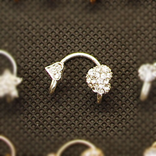 2X Magik Rhinestone EarStud Crystal Ear Cuff Wrap Clip On Non-piercing Earrings