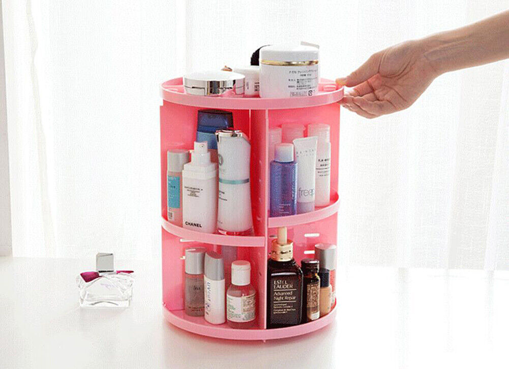 360 Degree Rotating Cosmetic Makeup Organizer Storage Box Lipstick Shelf Display