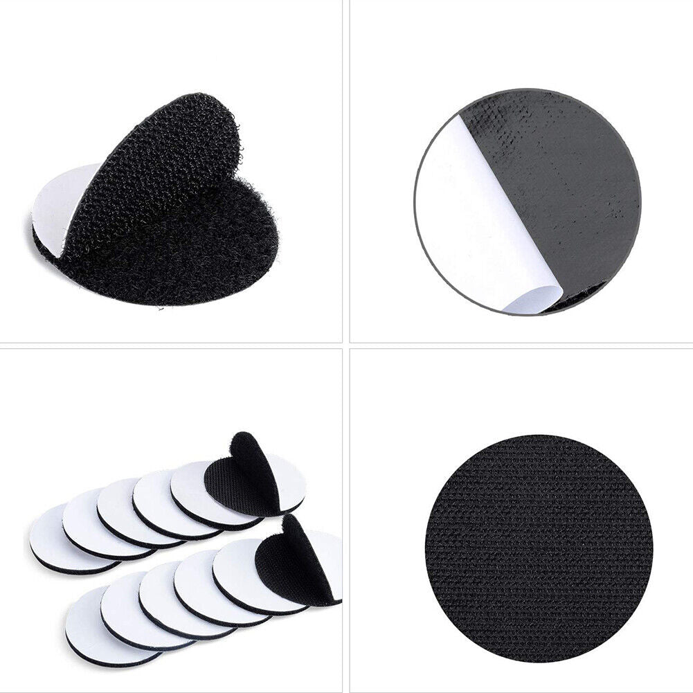 US 20-40 Pack Black Round Self Adhesive Tape Double Sided Sticky Carpet Gripper