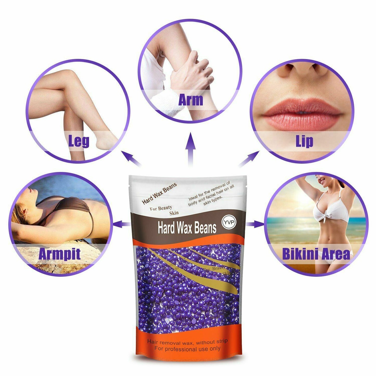 200g Natural Hard Wax Beans Beads for Painless Body Hair Removal Waxing Warmer