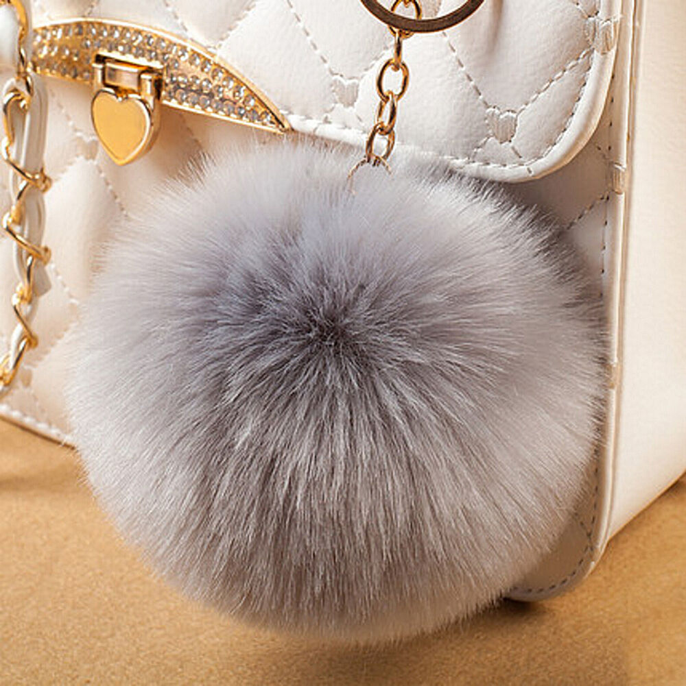 Rabbit Fur Ball/Rabbit Ear PomPom Cell Phone Car Pendant Handbag Key Chain Ring