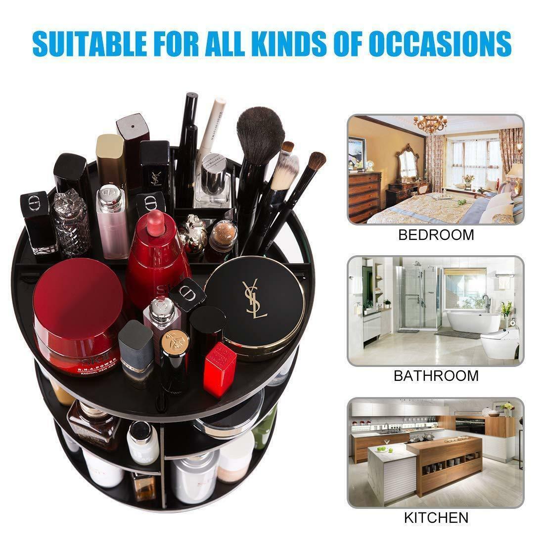 360 Degree Rotating Cosmetic Makeup Organizer Storage Box Lipstick Shelf Display