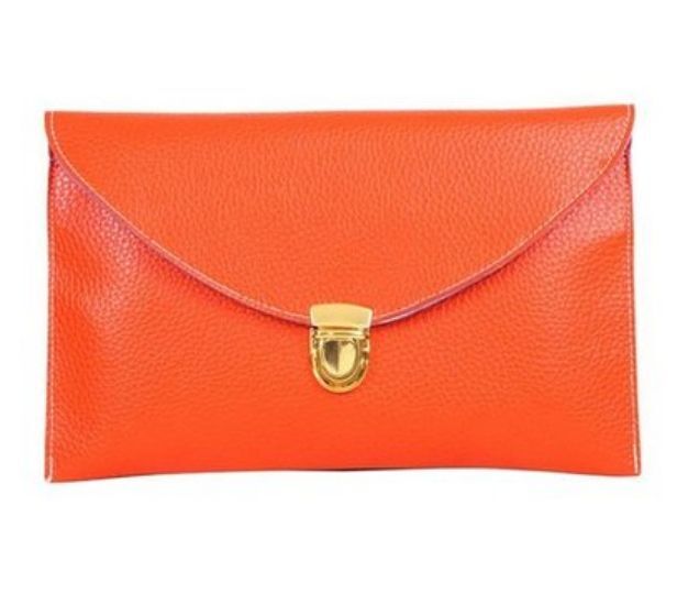 Fashion Leather Envelope Clutch with Drop-in Chain Shoulder Strap