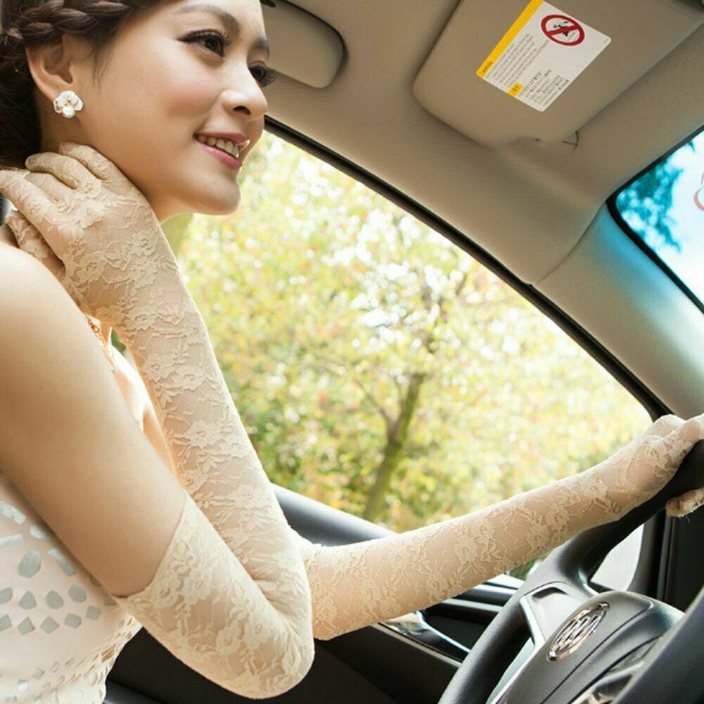 US Sexy Lace Gloves Thin Long Bride Wedding Party Arm Elbow Prom Driving 19.7''
