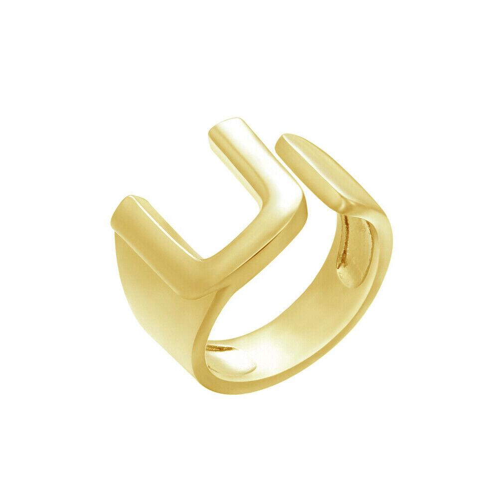 US Alphabet Letter A to Z Resizable Knuckle Ring Initial Gold Silver Letter Ring