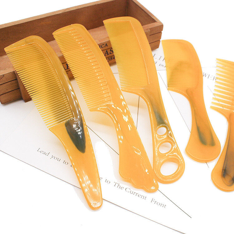 3~5 Pack Massage Tendon Comb Natural Amber Ox Horn Portable Hair Beard US Seller