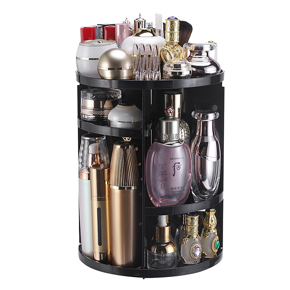 360 Degree Rotating Cosmetic Makeup Organizer Storage Box Lipstick Shelf Display