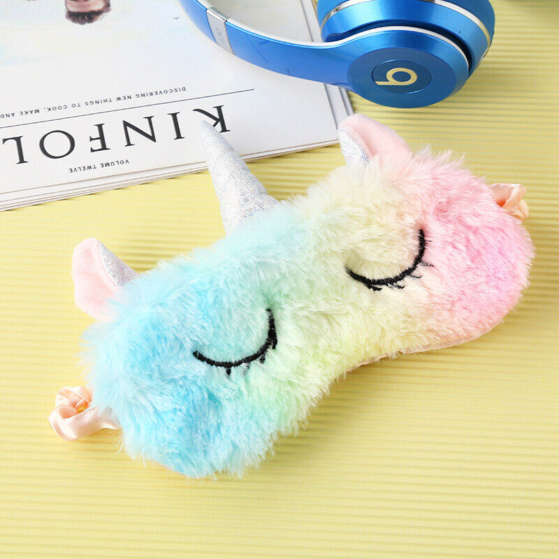 US Unicorn Animal Eye Mask Soft Plush Sleep Masks Sleeping Blindfold Traveling