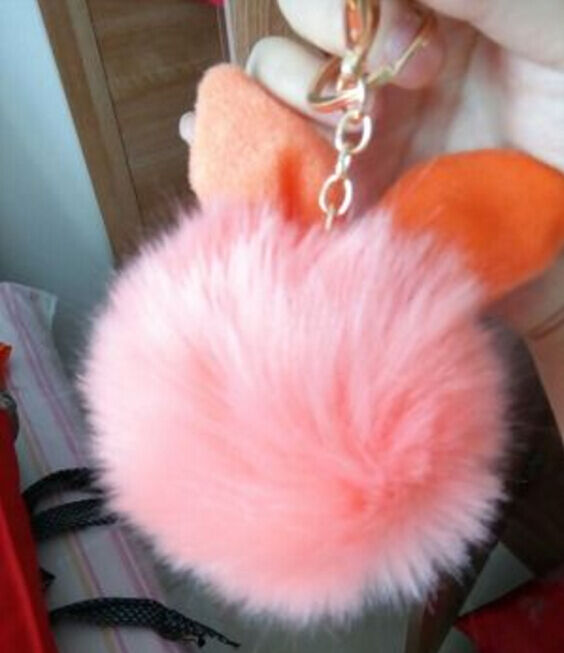 Rabbit Fur Ball/Rabbit Ear PomPom Cell Phone Car Pendant Handbag Key Chain Ring