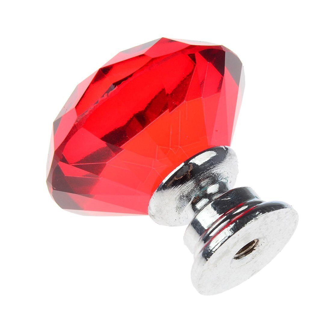 10Pcs Crystal Glass Cabinet Knob Diamond Shape 30mm Drawer Cupboard Handle Pull