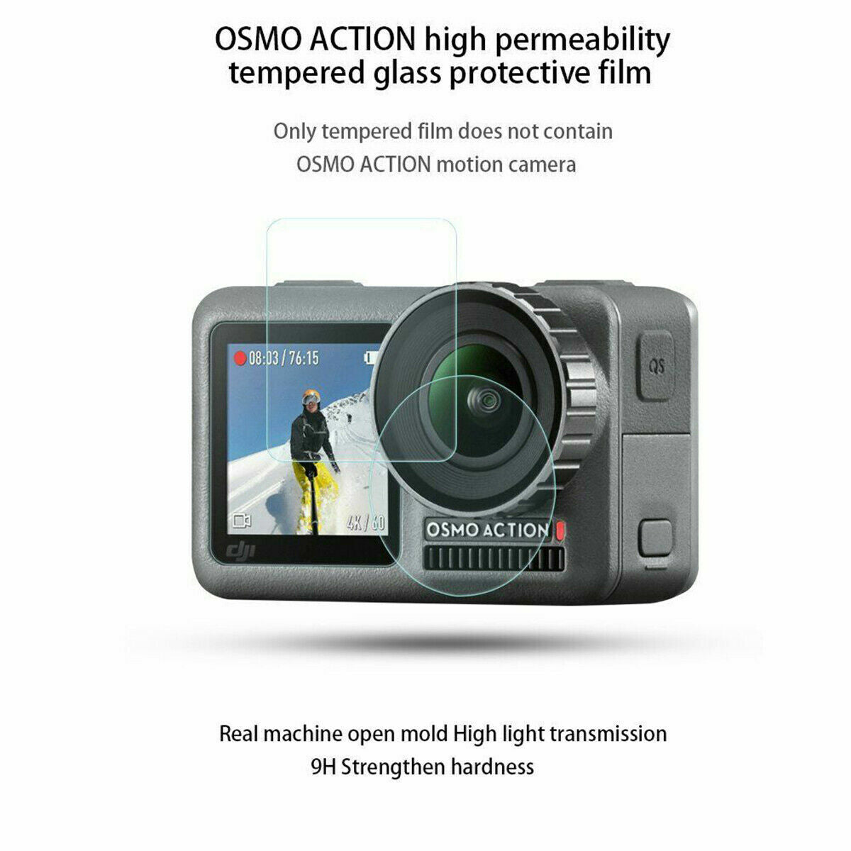 3 Pcs 9H 2.5D Tempered Glass Lens Film Screen Protector DJI OSMO Action CameraUS