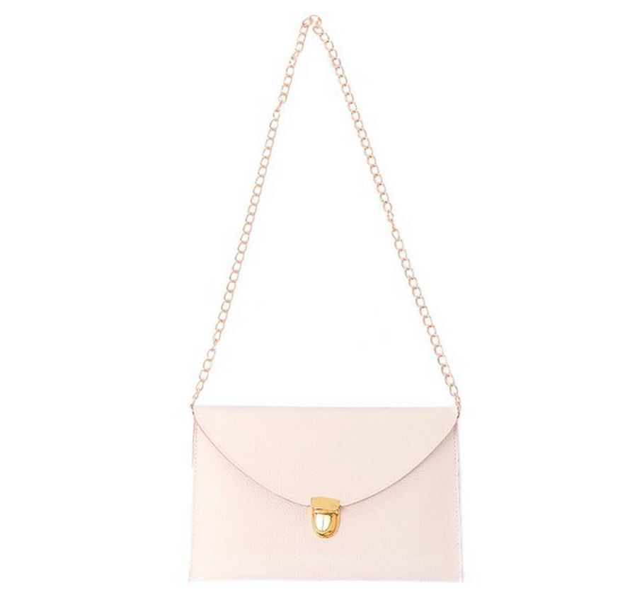 Fashion Leather Envelope Clutch with Drop-in Chain Shoulder Strap