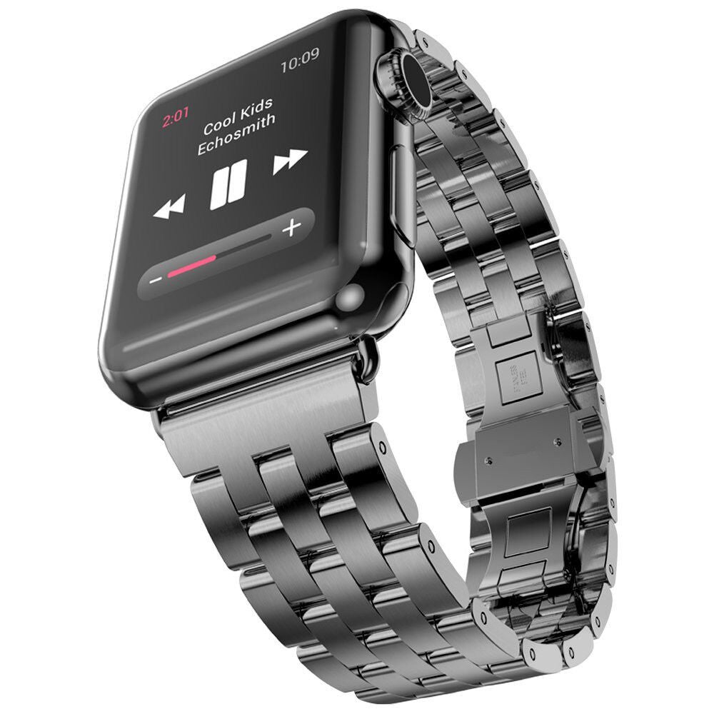 Apple Watch Band, Stainless Steel w/ Double Button Folding Clasp, 42mm