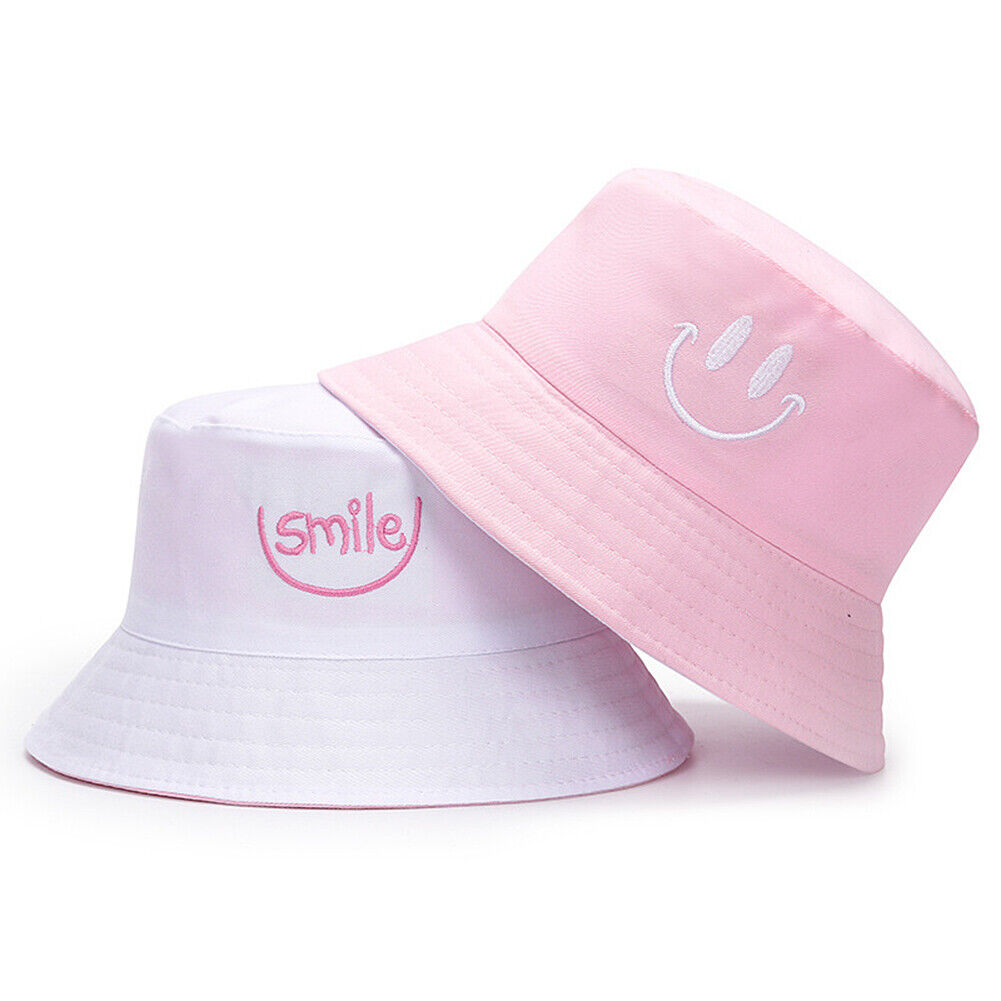 US Double-sided Bucket Hat Fisherman's Cap Men Women Embroidery Pattern Cotton