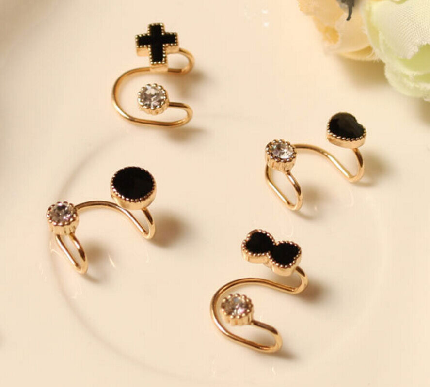2X Magik Rhinestone EarStud Crystal Ear Cuff Wrap Clip On Non-piercing Earrings