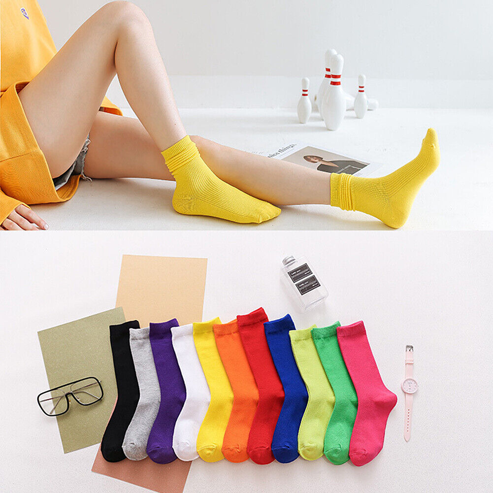 US 7 Pairs Novelty Women Assorted Breathable Cute Korea Casual Cotton Crew Socks
