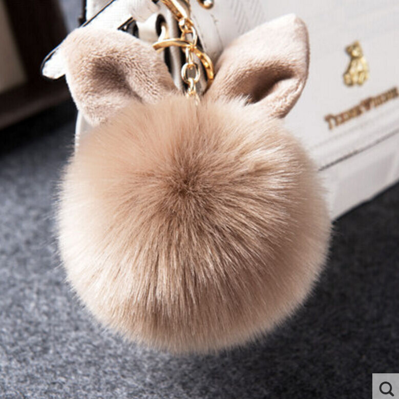 Rabbit Fur Ball/Rabbit Ear PomPom Cell Phone Car Pendant Handbag Key Chain Ring