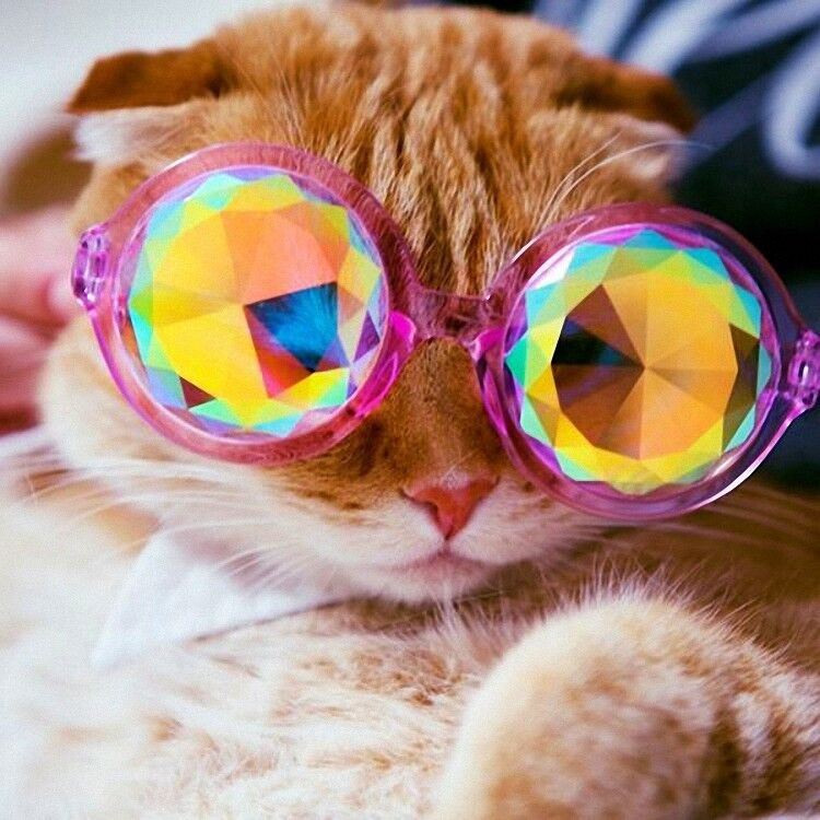 Festival Party Rave Kaleidoscope Rainbow Round Glasses Diffraction Crystal Lens