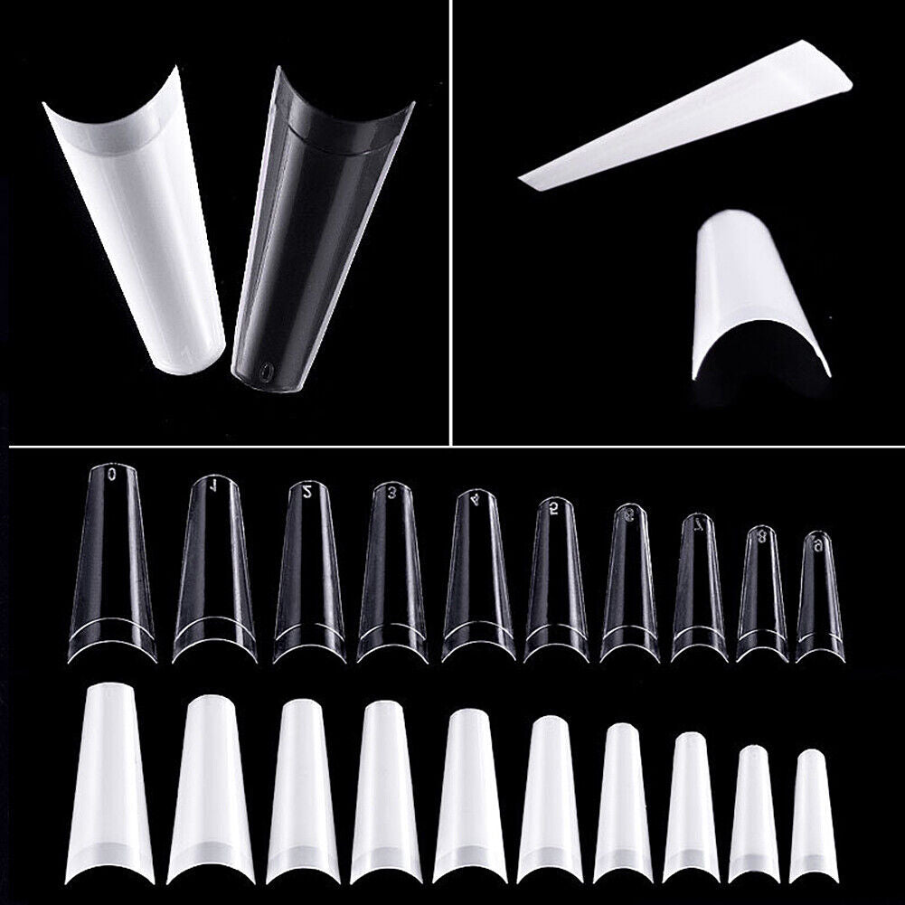 US 500-1000Pc Clear Natural Salon Half French False Acrylic Nail Art Cowboy Tips