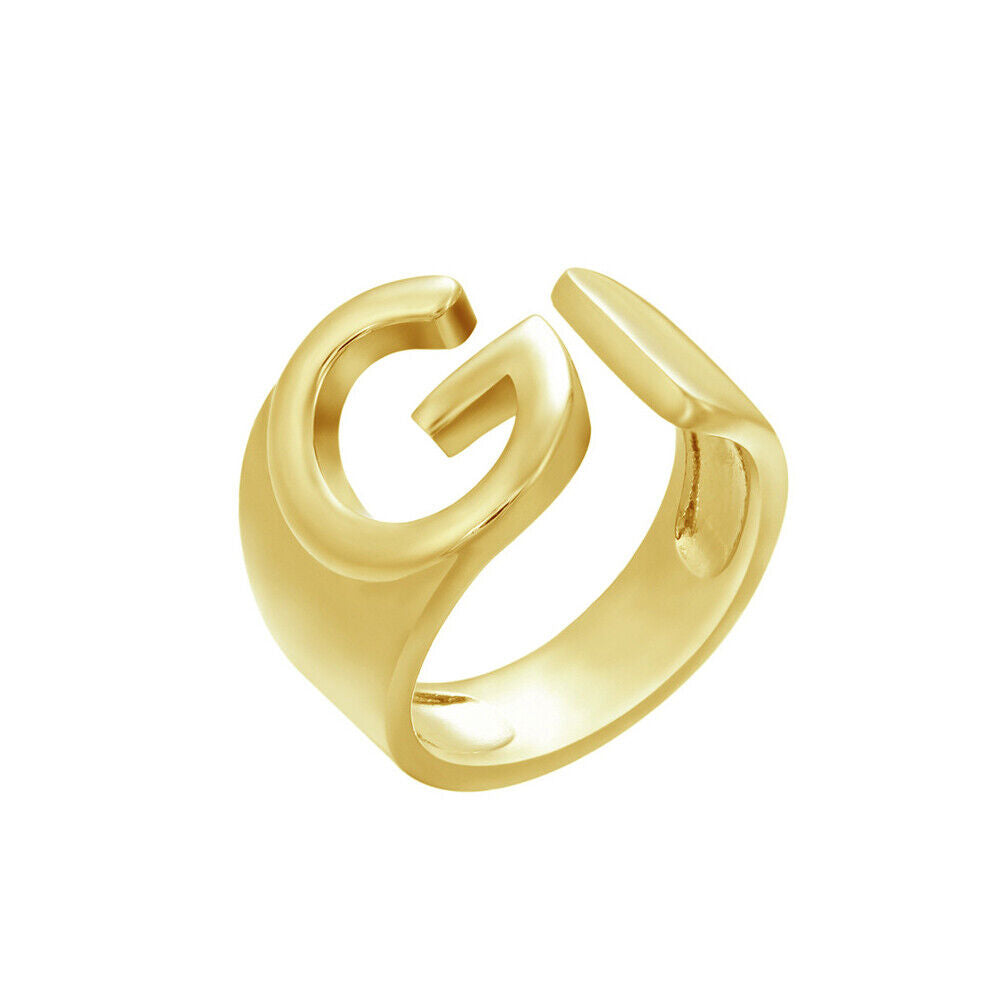 US Alphabet Letter A to Z Resizable Knuckle Ring Initial Gold Silver Letter Ring