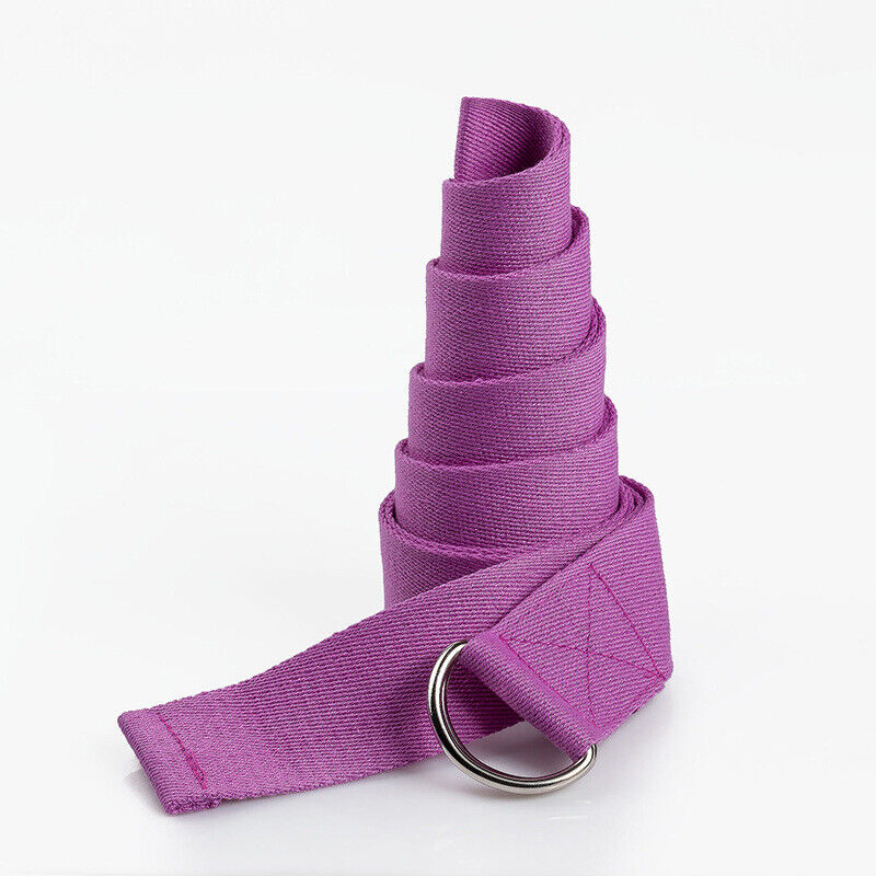 125 Inch/10.5 Feet/3.2M Fitness Exercise Yoga Strap Durable Cotton Metal D-Ring