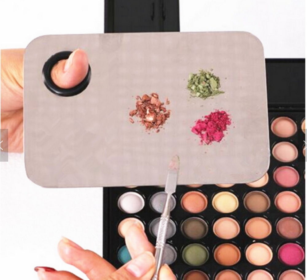 Acrylic Cosmetic Nail Art Makeup Polish Mixing Palette Stainless Steel Spatula