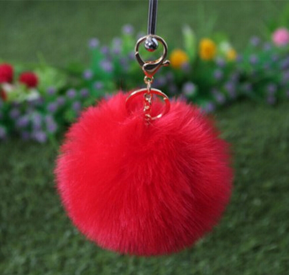Rabbit Fur Ball/Rabbit Ear PomPom Cell Phone Car Pendant Handbag Key Chain Ring