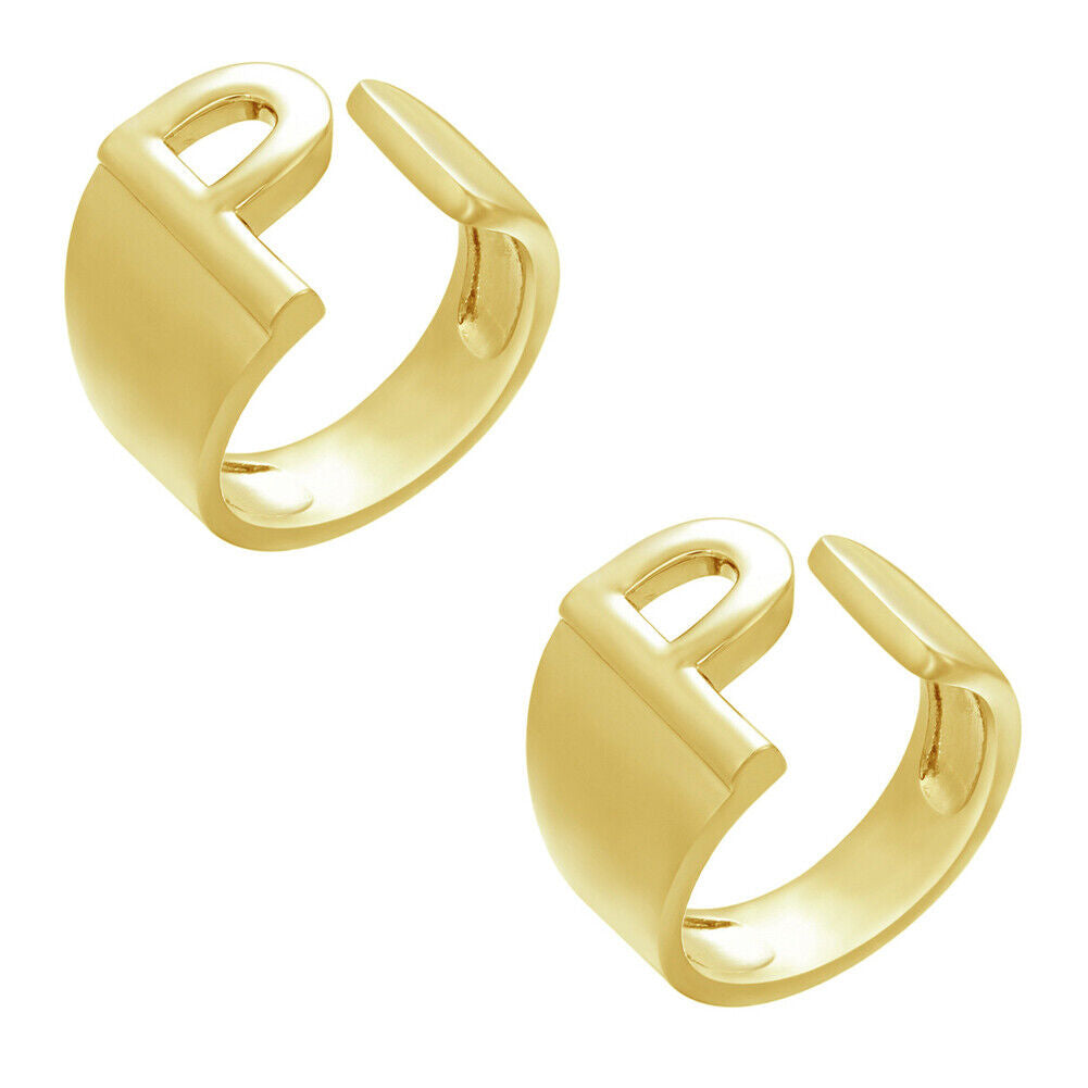 US Alphabet Letter A to Z Resizable Knuckle Ring Initial Gold Silver Letter Ring