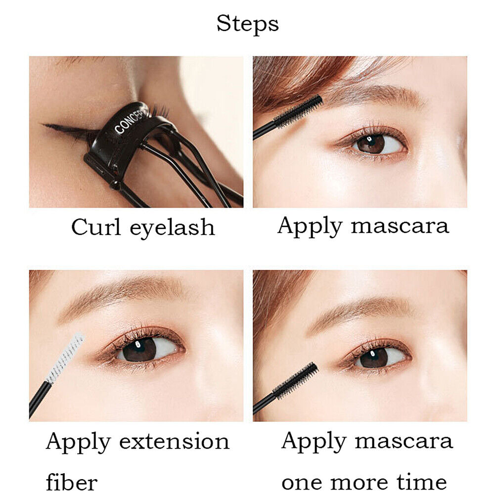 US 1-2Pcs Dual Head 4D Silk Fiber Eyelash Extension Colorful Waterproof Mascara