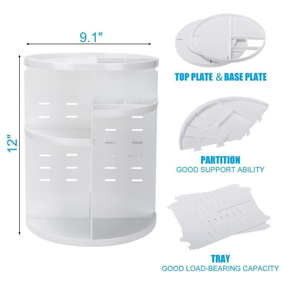 360 Degree Rotating Cosmetic Makeup Organizer Storage Box Lipstick Shelf Display