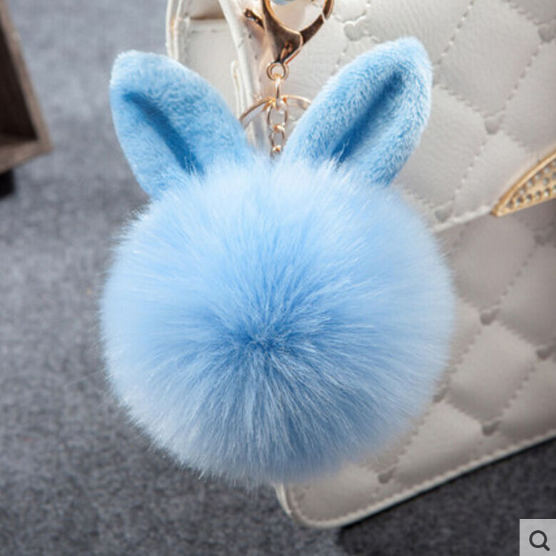 Rabbit Fur Ball/Rabbit Ear PomPom Cell Phone Car Pendant Handbag Key Chain Ring